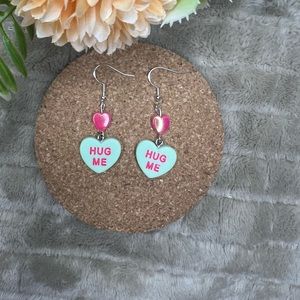 Green Hug Me Heart Valentine’s Day Earrings